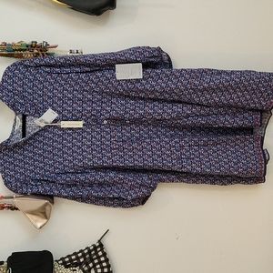 Max Studio Nordstrom Blue Red Floral Tiered Dress XL